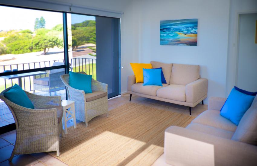 Cottesloe Marine Apartment - Living Area/Balcony - holiday accommodation rentals for short term stays in Perth